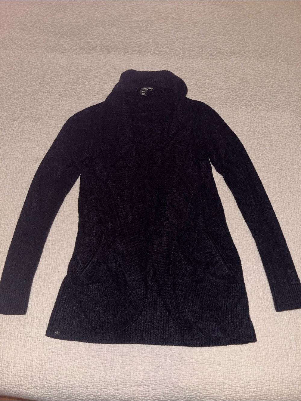 Barefoot Dreams Black Shawl-Collar Knit Cardigan